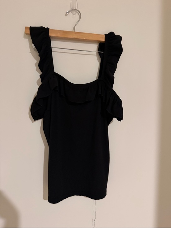 None Tops - Black Ruffle Sleeveless Top - Women’s Size Large